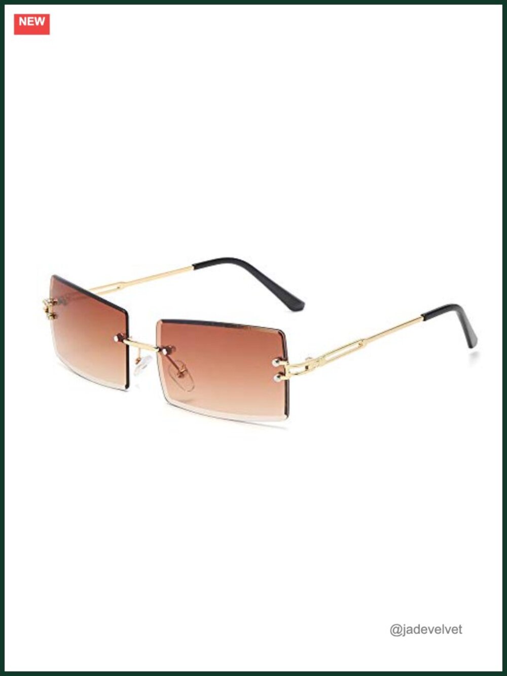 Y2K Rimless Rectangle Sunglasses UV400 Polarized Retro 2000s Fashion